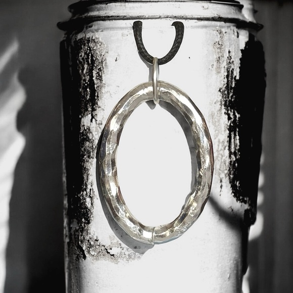 5 For $25💫Alternative Distressed Silver Oval Pendant Necklace - Picture 3 of 4